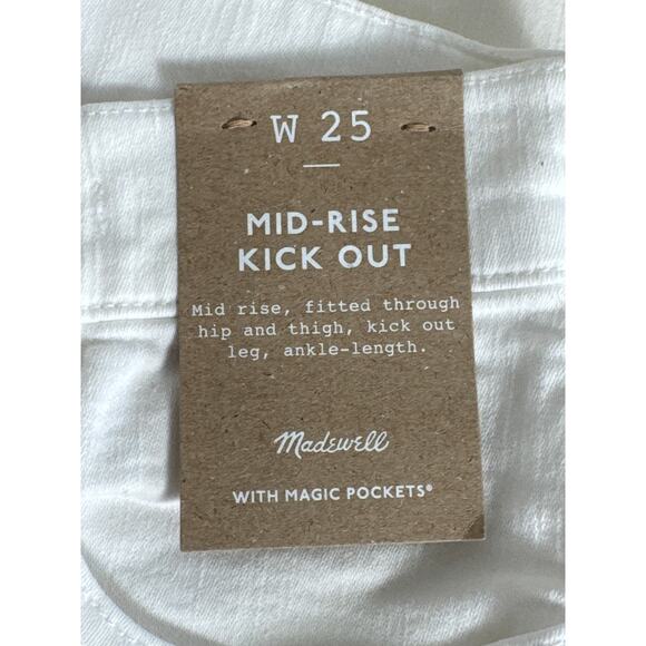 NWT Madewell Mid-Rise Kick Out Crop Jeans in Pure White Size 25 - Picture 7 of 15